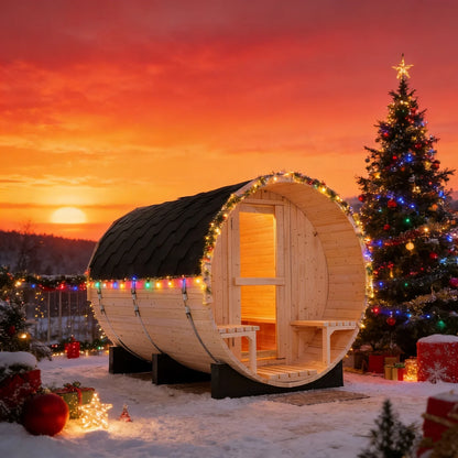 Waterproof 6 Person Outdoor 1.8*2.4M Barrel Sauna Solid Wood Traditional Steam Barrel Sauna Room for Health Benefits