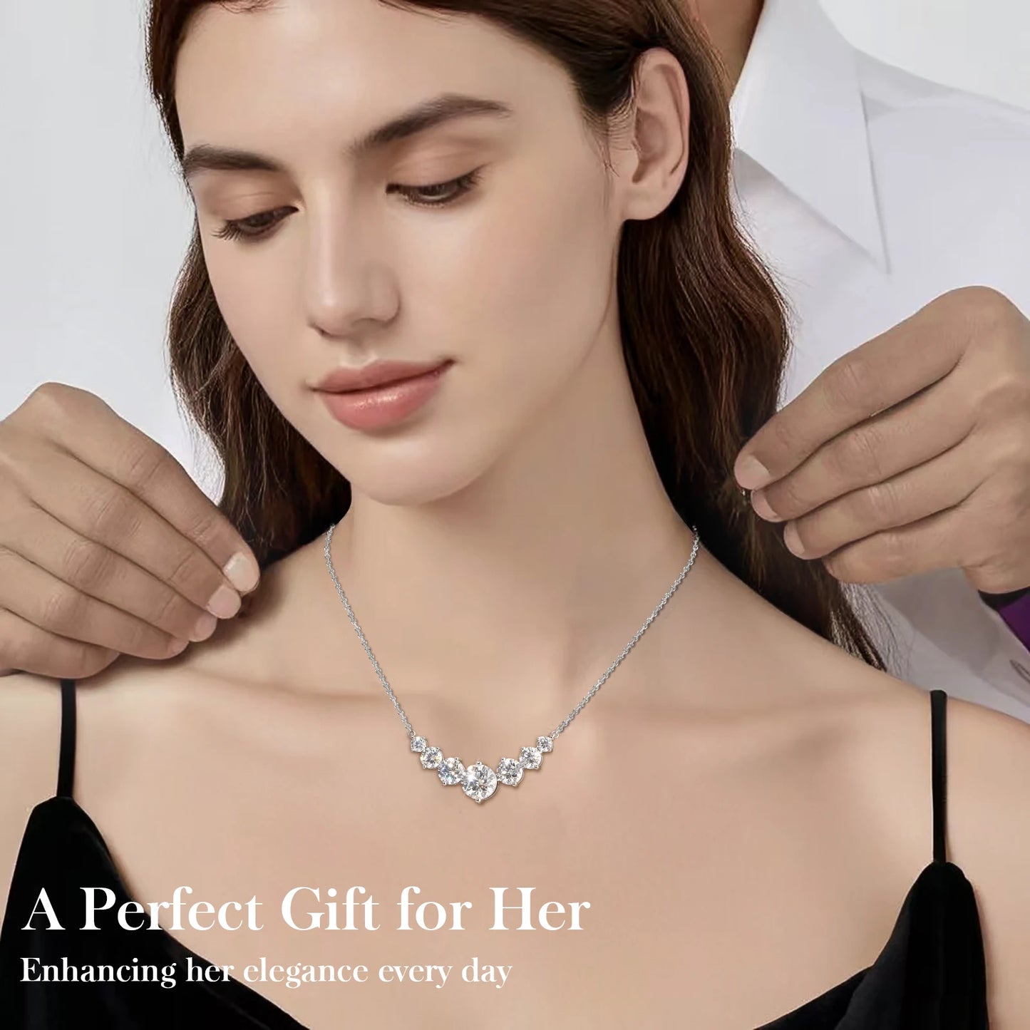 USA 5CT/1.7CT Moissanite Pendant S925 Sterling Silver Chain Women Gifts Smile GRA VVS Lab Created Diamond Heart Charm Necklace