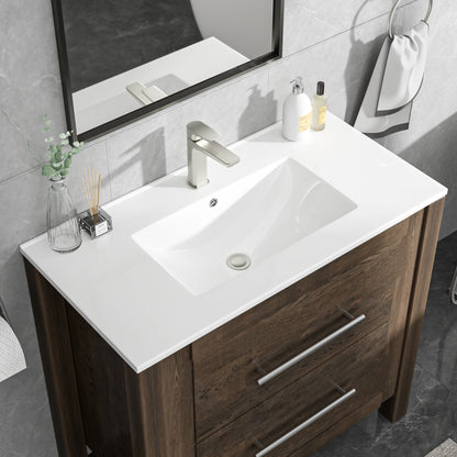 Sarlai US Stock  36-Inch Modern Drop-In  Vanity Easy Clean Bathroom Sinks Ceramic Thin Edge Basin