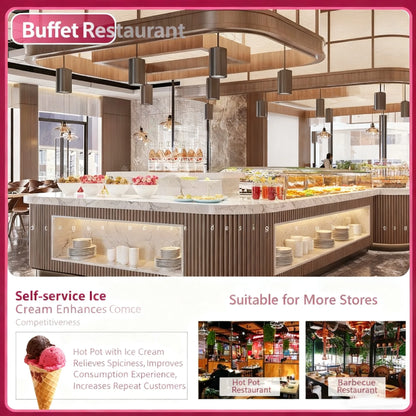 3 Flavors Ice Cream Maker 28-36L/H Fully Automatic Soft Ice Cream Machine with Two Compressor Precooling and Hopper Mixer