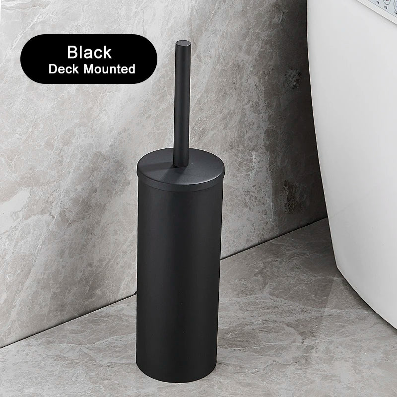 Bathroom Black Gold 304 Stainless Steel Toilet Brush Set Toilet Bowl Cleaner Brush and Holder Cleaning Tool Standing