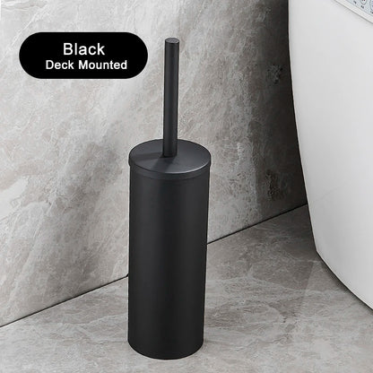 Bathroom Black Gold 304 Stainless Steel Toilet Brush Set Toilet Bowl Cleaner Brush and Holder Cleaning Tool Standing