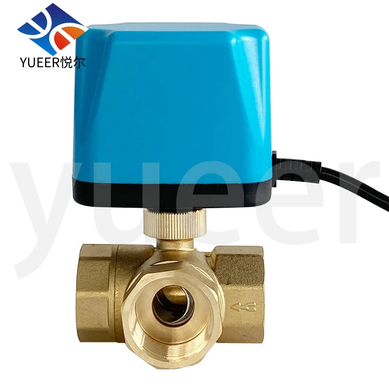 DN15 DN20  3-way Two Wire One Control Electric Ball Valve DC9-24V AC110V- 220V  Brass Motorized Control Actuator  Ball Valve