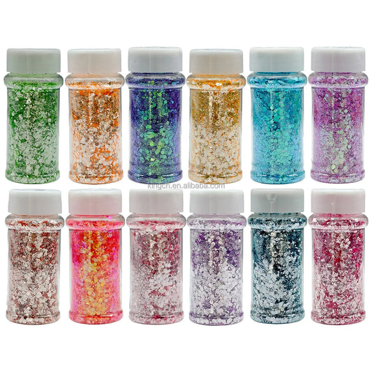US Warehouses 24 Colors Glitter for Epoxy Resin for Nail Party DIY Festival Decoration Cosmetic High Flash Spring Chunky Glitter by PDG ibma