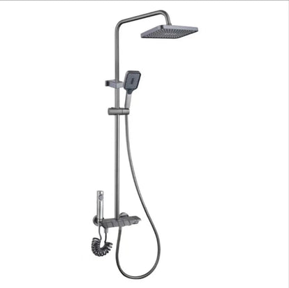 Multifunctional Rain Shower Set Single Handle Thermostatic Brushed Ceramic Wall Mount Soft Spray Bathroom Shower Faucets