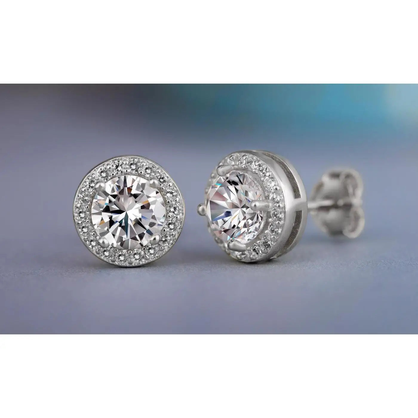Classic Geometric Square Stud Earrings with Round Zircon Inlay Gold Plated Zinc Alloy Unisex Jewelry Gift Women Men