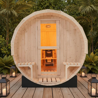 Luxury 8ft Barrel Sauna - Premium Canadian White Pine - Your Backyard Spa Retreat (10% OFF, Ready to Ship)