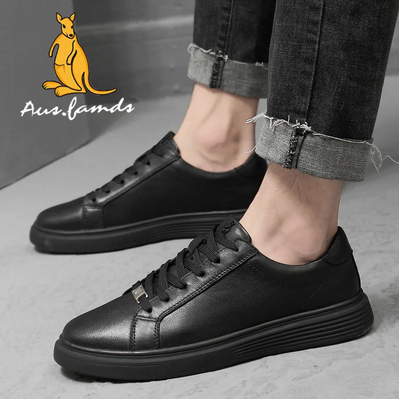 Men's Trendy Casual Athletic Shoes with Kangaroo Logo Cowhide Pigskin Top Layer Lining Stylish Rubber Outsole for Walking Style