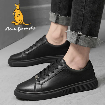 Men's Trendy Casual Athletic Shoes with Kangaroo Logo Cowhide Pigskin Top Layer Lining Stylish Rubber Outsole for Walking Style