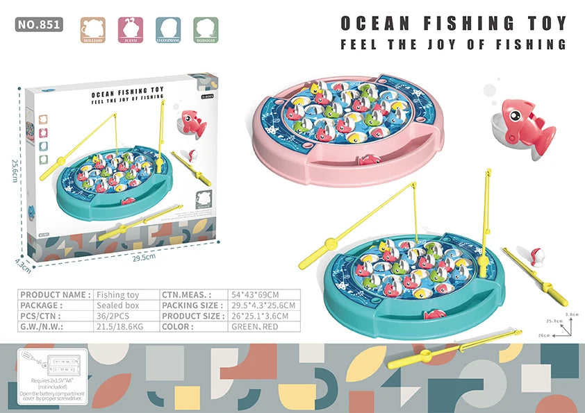 OEM Unisex Plastic Musical Rotary Fishing Hook Toy Classic Educational Children's Game Table Interactive Parent-Child Spin