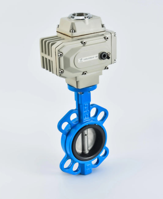 Haoye Electric D971X-16 Wafer Type Butterfly Valve PTFE Ductile Stainless Steel Cast Iron 220v24v Soft Seal Regulating Switch by PDG ibma