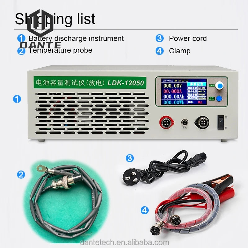 DANTE High Current 120V50A Battery Pack Aging Detection Discharge Meter Electronic Lithium Battery Capacity Tester Instrument