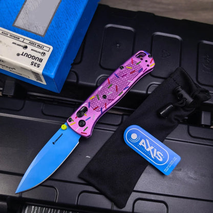535 - Colored Aluminum Alloy Handle Folding Knife, Camping and Tactical Pocket Knife, in Stock in the United States