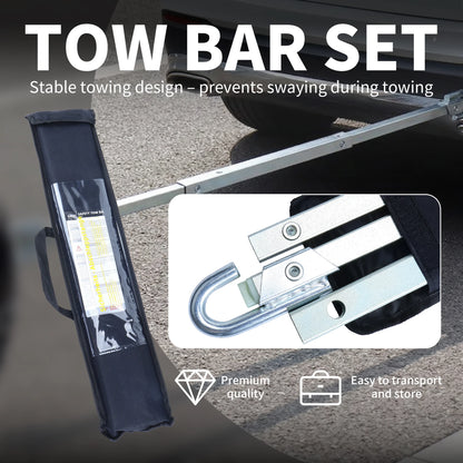3-Piece Tow Bar 2m Steel Tow Bars for Cars up to 200kg with Bag Essential for Roadside Emergencies Easily Connected