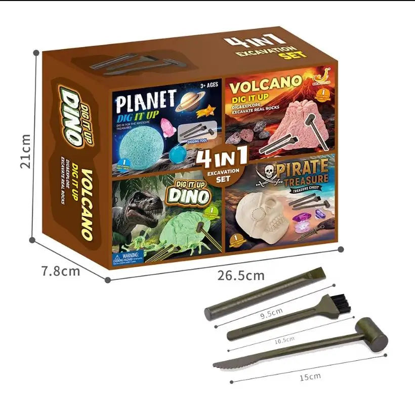 4-in-1 Comprehensive Excavation Tool Set Dinosaur Skeleton Toy Stellar Shaped Early Education Nature Exploration Kids CHINA