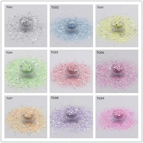 Prime Quality Wholesale PET Glitter Shapes Holographic or Iridescent Chunky Mixes Hexagon Glitter