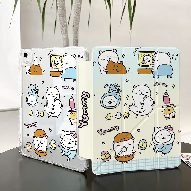 For iPad11 protective cover air7 shell transparent anti-bending pro Apple 11 inch new mini7 cartoon painting