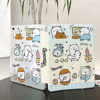 For iPad11 protective cover air7 shell transparent anti-bending pro Apple 11 inch new mini7 cartoon painting