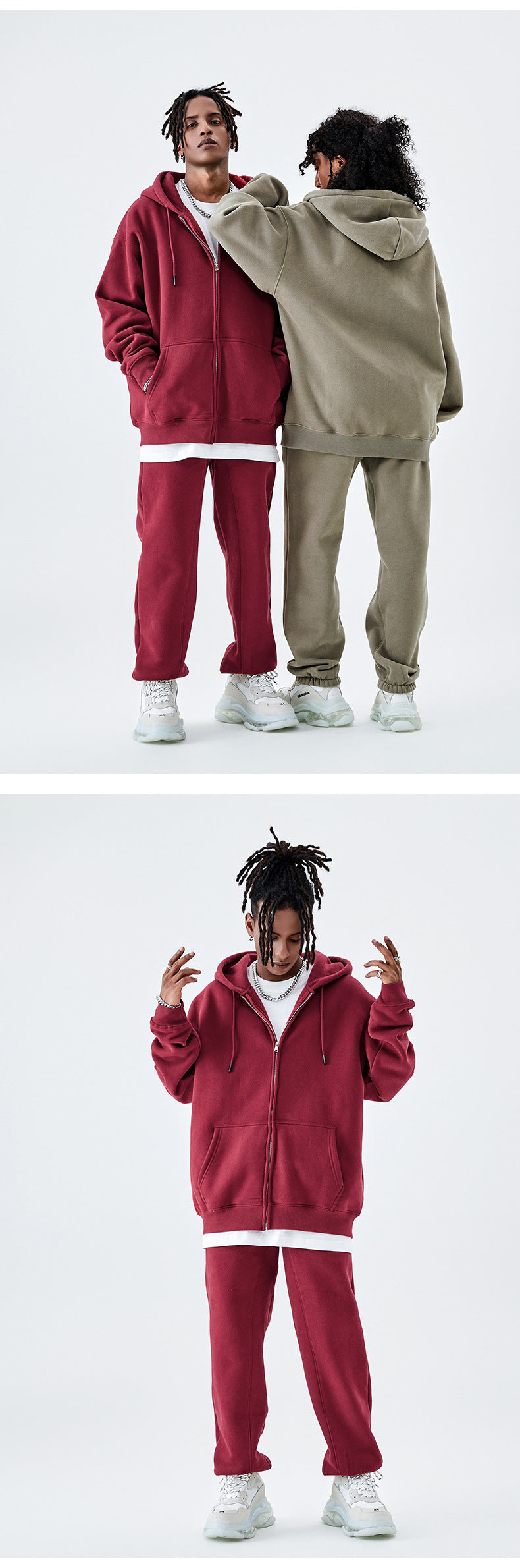 Tilani Men's Sweatshirt Cross-Border Casual Sports Suit Fashionable Pure Color Sweatshirt for Men and Women Simple Zipper Hoodie