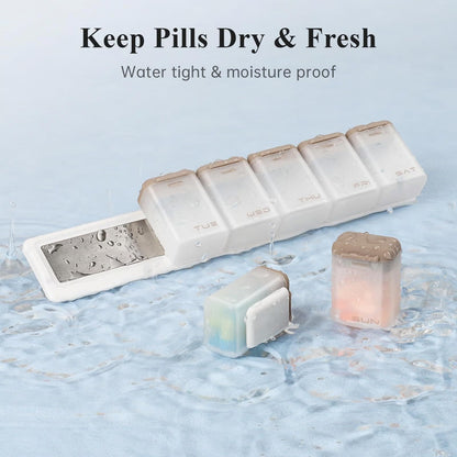 In-Stock Weekly Pill Organizer 1Timeaday Magnetic Pill Box Pill Storage Box Simple and Portable