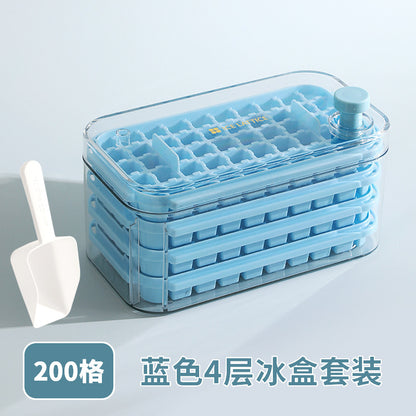 Ice Cube Mold Food Grade Household Pressed Ice Tray Large Capacity Ice Cube Storage Box Refrigerator Homemade Frozen Ice Artifact