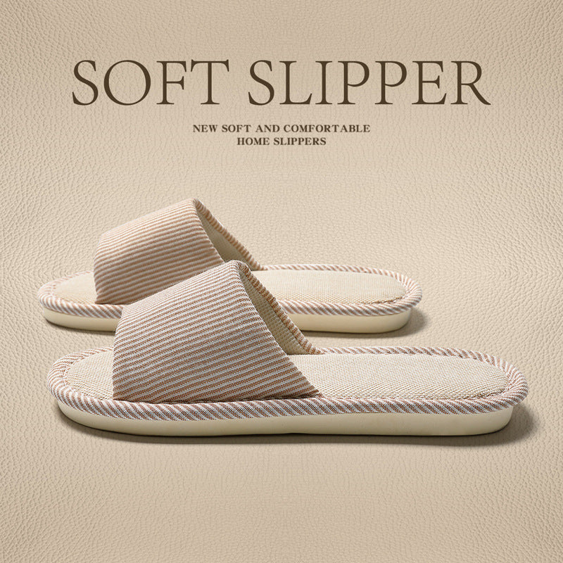 Linen Slippers for Men 2025 New Summer Indoor Home Soft-Soled Non-Slip Breathable Deodorant Cotton and Linen Slippers for Men