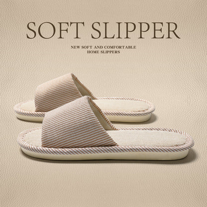 Linen Slippers for Men 2025 New Summer Indoor Home Soft-Soled Non-Slip Breathable Deodorant Cotton and Linen Slippers for Men
