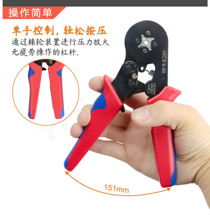 Tube type needle type terminal crimping pliers crimping pliers manual wiring pliers mini electrician ratchet tool suit YEFYM