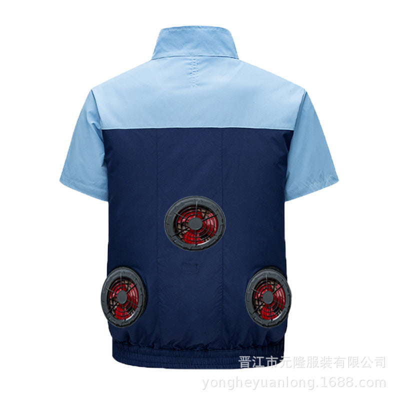 Cross-Border Summer Cooling Air-Conditioning Clothing with Fan Refrigeration Workwear Outdoor Heatstroke Prevention Fan Clothing Men's Labor Protection Clothing Work Clothes