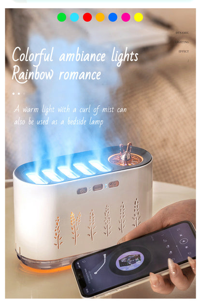 Cross-border New Air Humidifier Home Silent Bedroom Five-hole Spray Aromatherapy Creative Dynamic Colorful Voice Control Pick-up