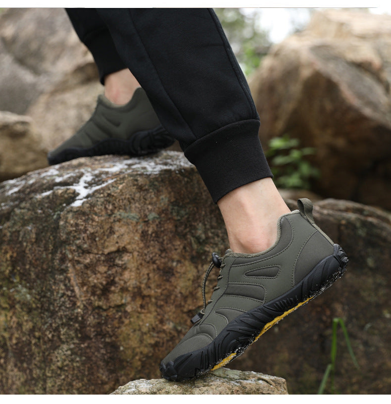 Outdoor Snow Boots, Home Cross-Border Winter New Style, Non-Slip Short Style, Fleece-Lined Warm Cotton Shoes, Thick-Soled Barefoot Five-Toe Shoes
