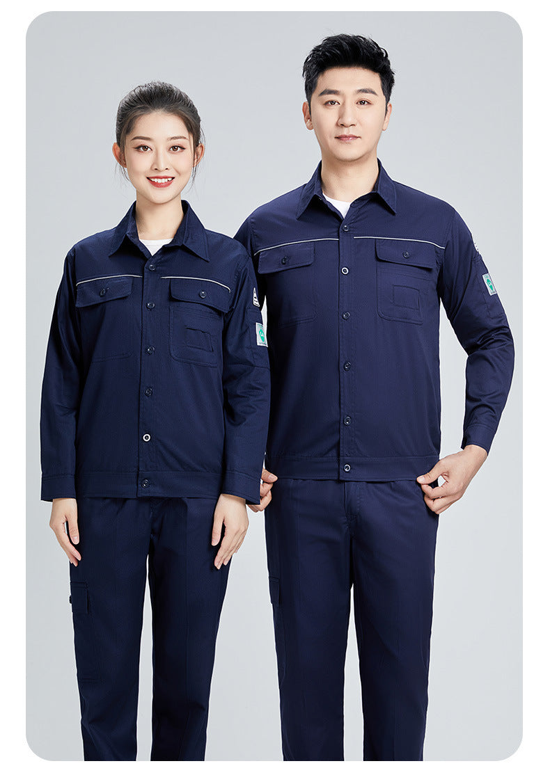 Pure cotton summer anti-static card pocket work clothes gas station filling station thin gas petrochemical long sleeve labor protection clothing
