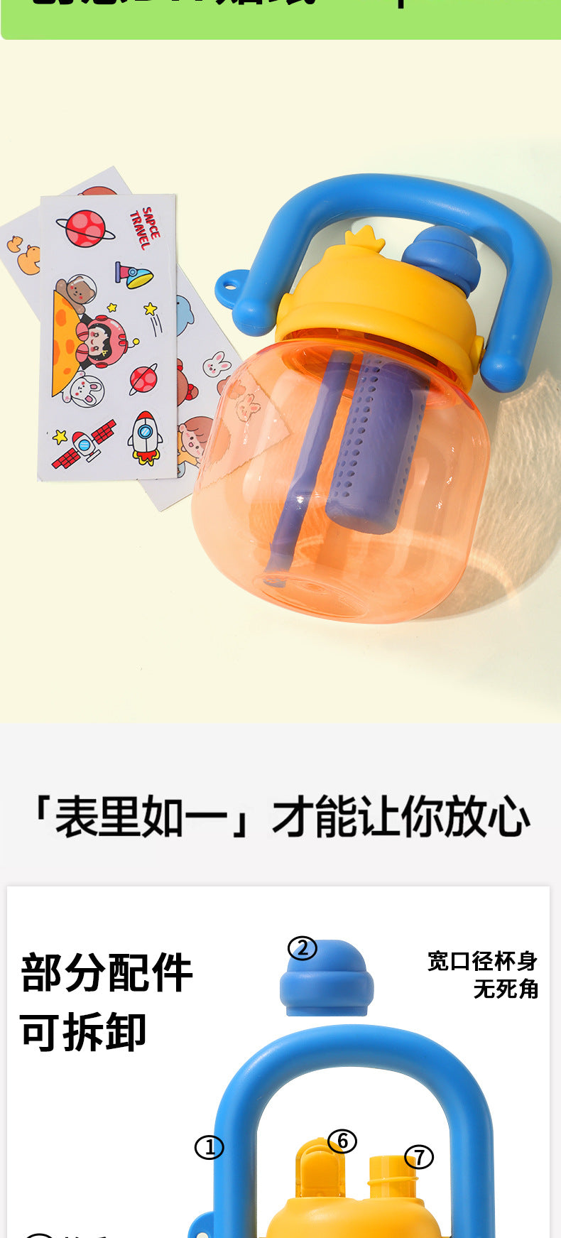 Wholesale Large-Capacity Plastic Straw Cups for Summer, Suitable for Men and Women, with a High Aesthetic Appeal, Portable Outdoor Sports Water Bottles for Children