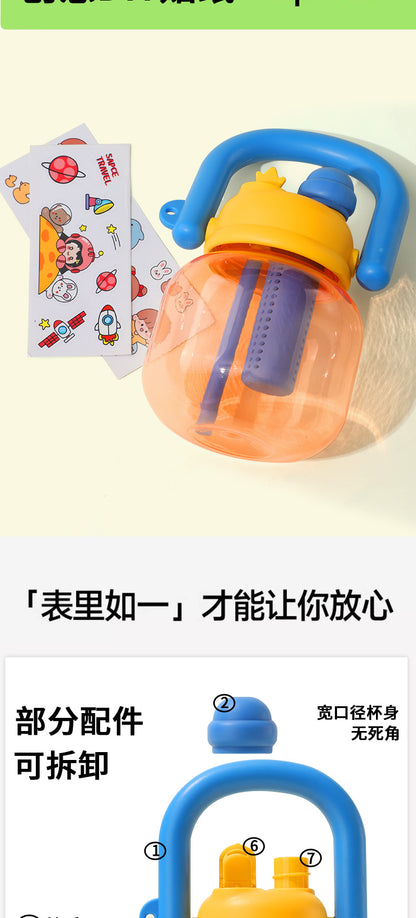 Wholesale Large-Capacity Plastic Straw Cups for Summer, Suitable for Men and Women, with a High Aesthetic Appeal, Portable Outdoor Sports Water Bottles for Children