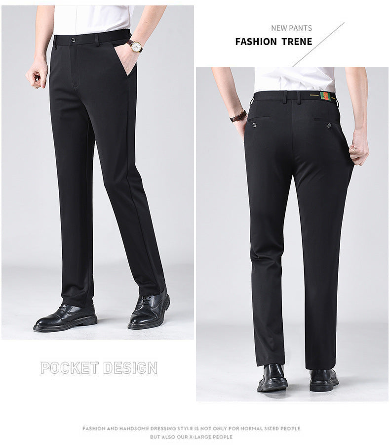 Live popular Tiger head summer thin men's casual pants men's straight business dad suit pants men's stretch long pants