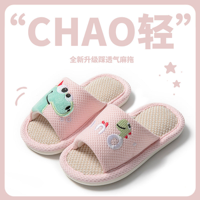 Small Dinosaur Boys and Girls Baby Open Toe Thickened Non-slip Pvc Summer Linen Sandals