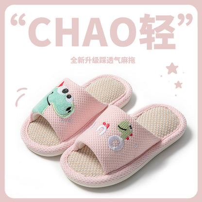 Small Dinosaur Boys and Girls Baby Open Toe Thickened Non-slip Pvc Summer Linen Sandals