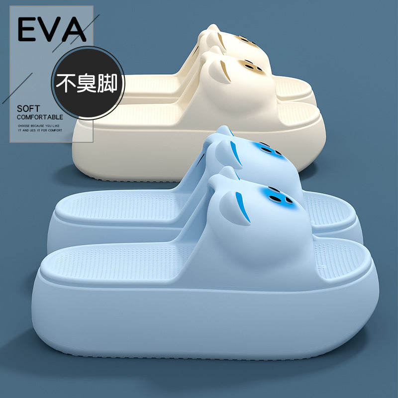 New Sandals and Slippers Women's Summer Thickened Sole Home Elevated Cartoon Non-slip Odor Deodorant Beach Shoes Lightweight Slippers
