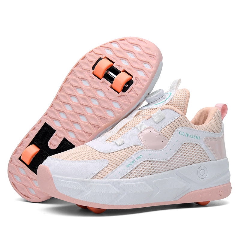 Students heelloo shoes four-wheel children's wheel skates men and women automatic version shoes with wheels in stock wholesale