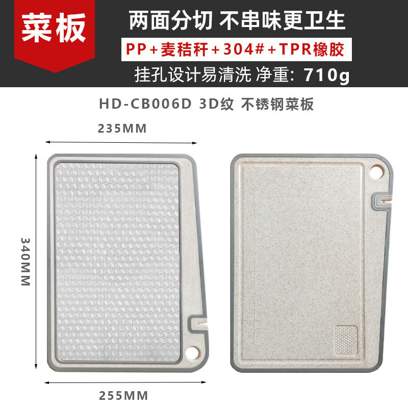 New in stock Amazon Explosions 3D Pattern Stainless Steel Cutting Board Titanium Cutting Board 304 Double-sided Cutting Board