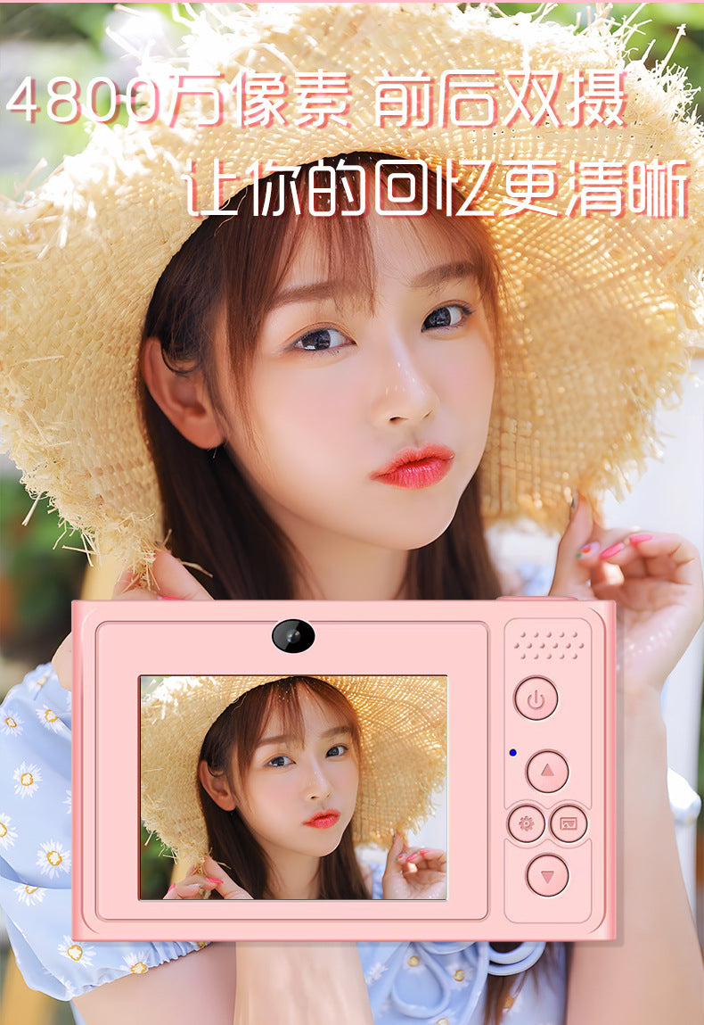 Explosions student campus camera CCD entry-level portable small high-definition digital card machine double camera can take selfies