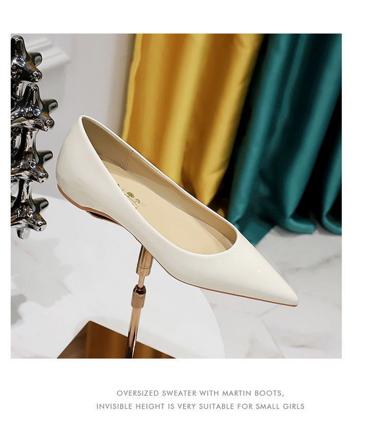 Patent Leather Women Flats Lady Sexy Evening Party Slip On Flat Shoes Women Sharp Pointed Low Heel Shoes Leisure Female Shoes