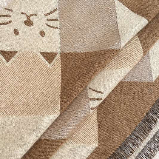 Niche Designer Cartoon Cat Cute Cashmere Scarf Women's Autumn and Winter Warm Thickened Neck Shawl New