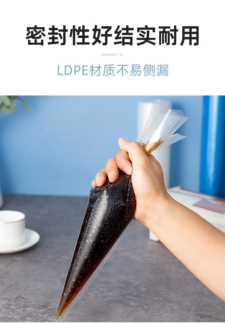 Explosion-Proof High-Pressure Disposable Piping Bag Thickeneded Transparent Spot Plastic Ldpe Environmentally Friendly Triangle Bag 50 Pieces Small Size