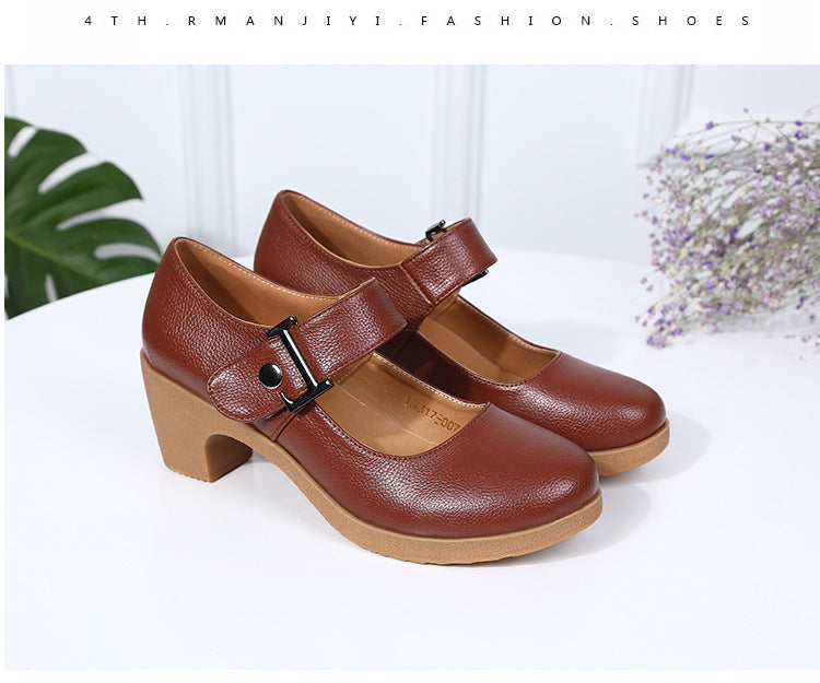 Factory direct sales dance shoes wholesale round head modern square dance shoes ladies mother shoes cross-border products 2025
