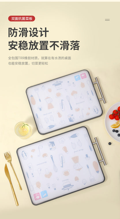 New Double-Sided Cutting Board for Household Use, Food-Grade, Mold-Resistant, Antibacterial, 304 Stainless Steel, Thickened Kitchen Fruit Board