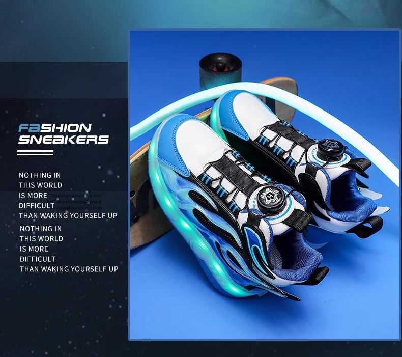 Children's Heelys Shoes, Retractable and Lighted, Boys' Flying Shoes with Wheels, Primary School Students' Roller Skate Shoes