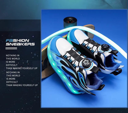 Children's Heelys Shoes, Retractable and Lighted, Boys' Flying Shoes with Wheels, Primary School Students' Roller Skate Shoes