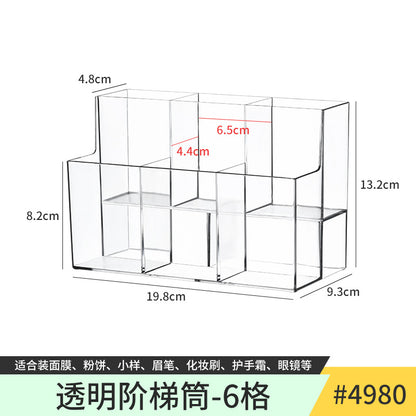 Pen Holder Desktop Stationery Storage Box Transparent Acrylic Multifunctional Student Pen Holder Office Note Pad Organizer Box