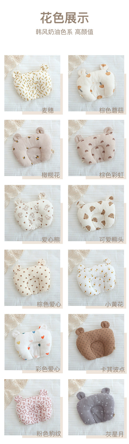 Class A cotton baby gauze baby anti-deflection head shaped pillow sweat-absorbing breathable Four Seasons suitable for newborn comfort pillow
